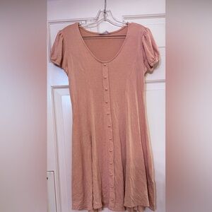 Pink Rose Light Pink Button-Down Mini Dress